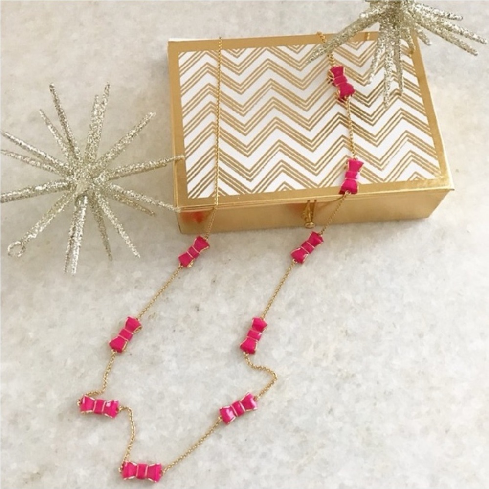 Kate Spade Take A Bow Scatter Necklace In Pink NWT